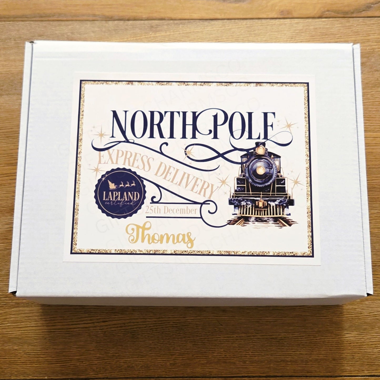 Personalised Christmas or Christmas EveBlue Train Box - Empty