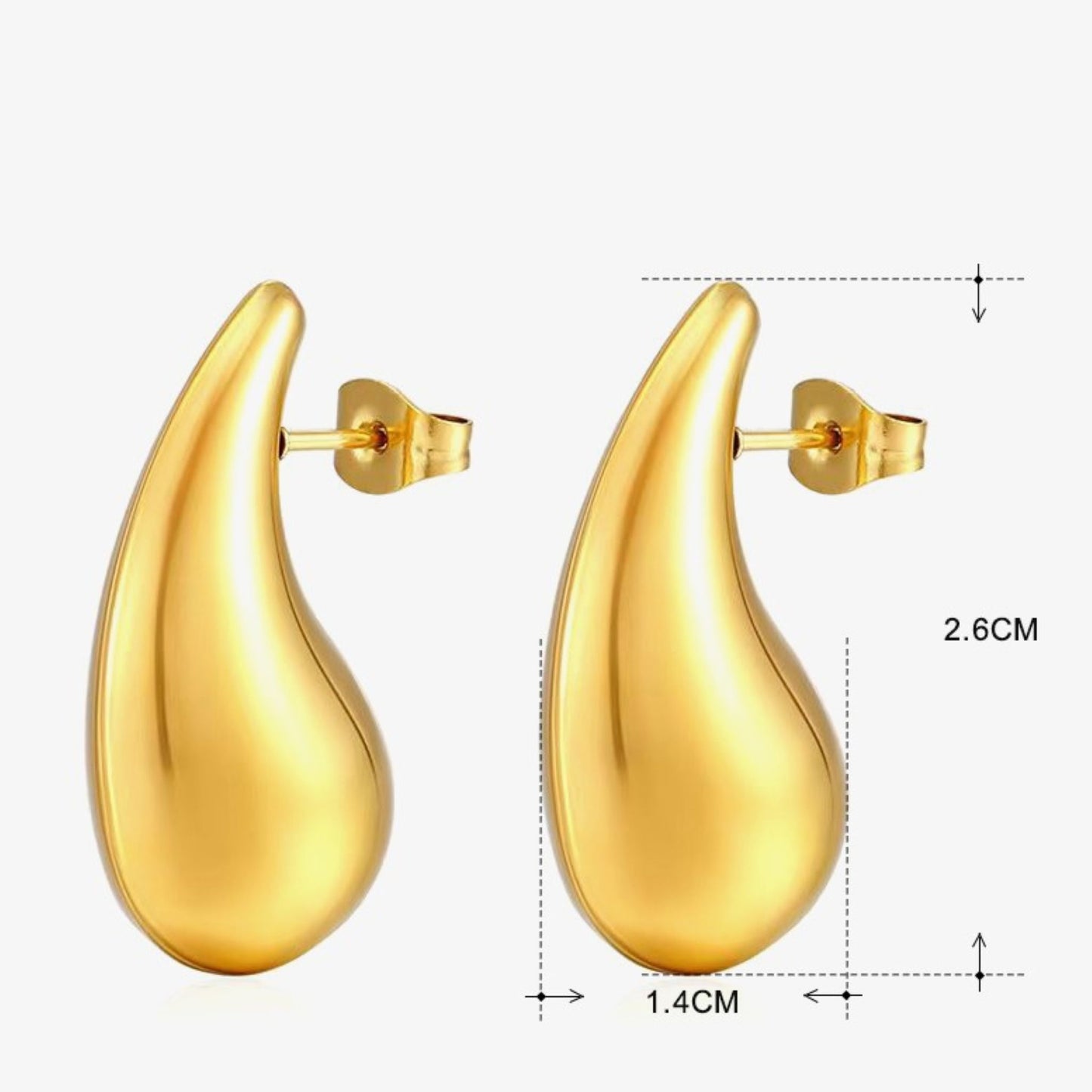 Chunky Teardrop Stainless Steel 18k Gold Plated Earrings