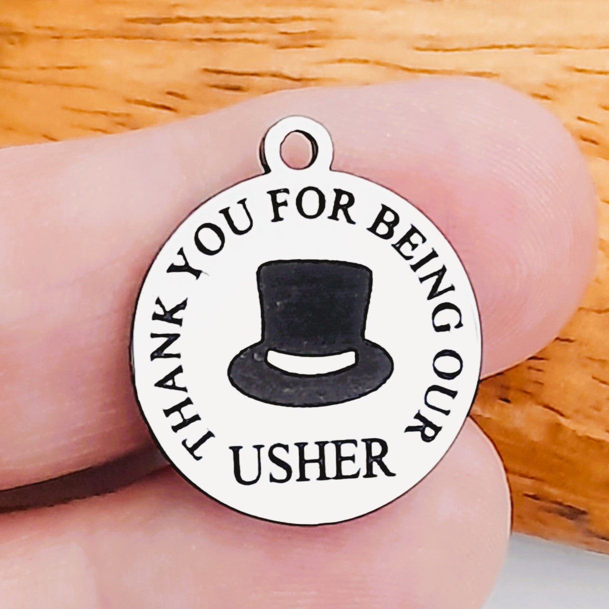 Usher Top Hat Charms – Bulk Pack Wedding Stainless Steel Pendants - Tags