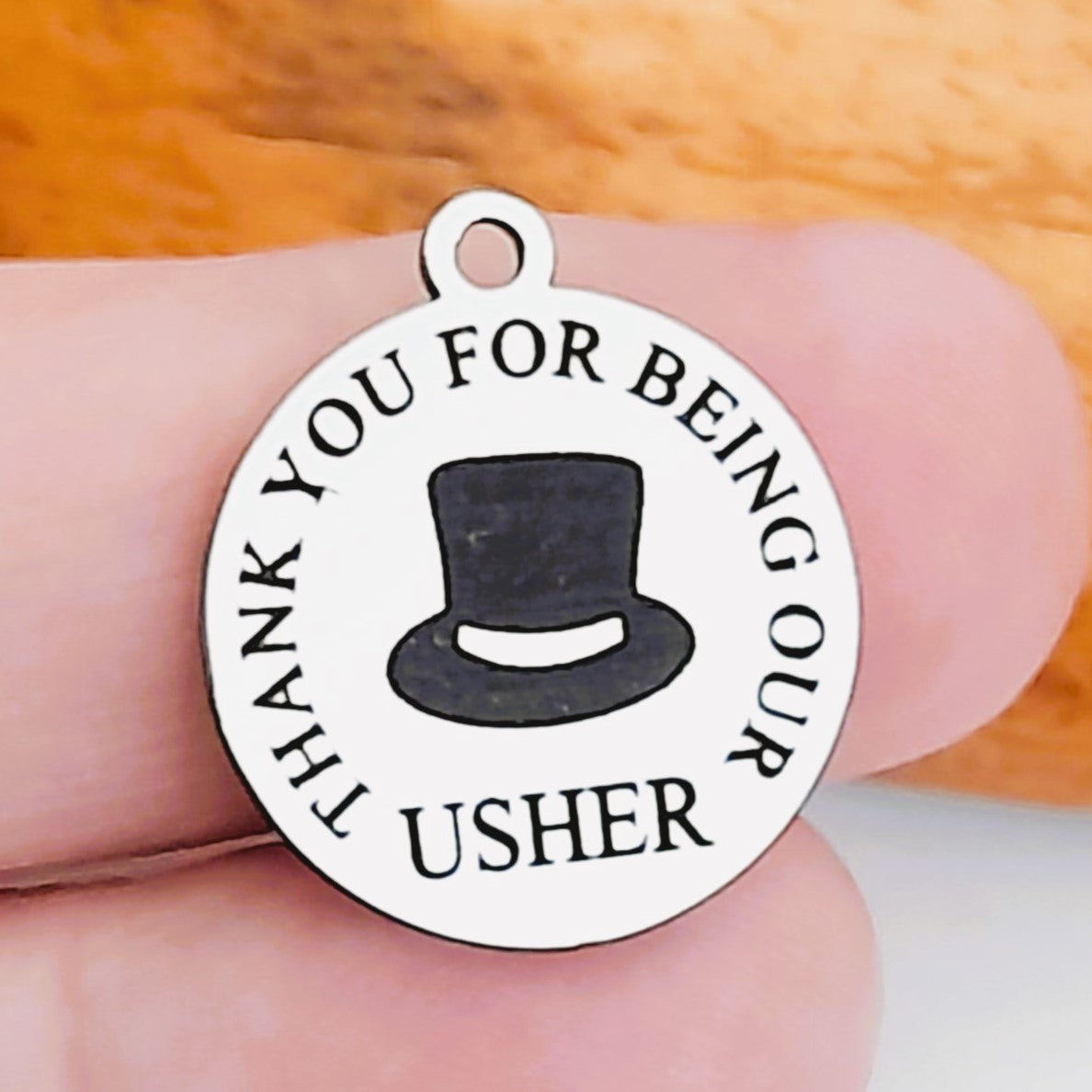 Usher Top Hat Charms – Bulk Pack Wedding Stainless Steel Pendants - Tags