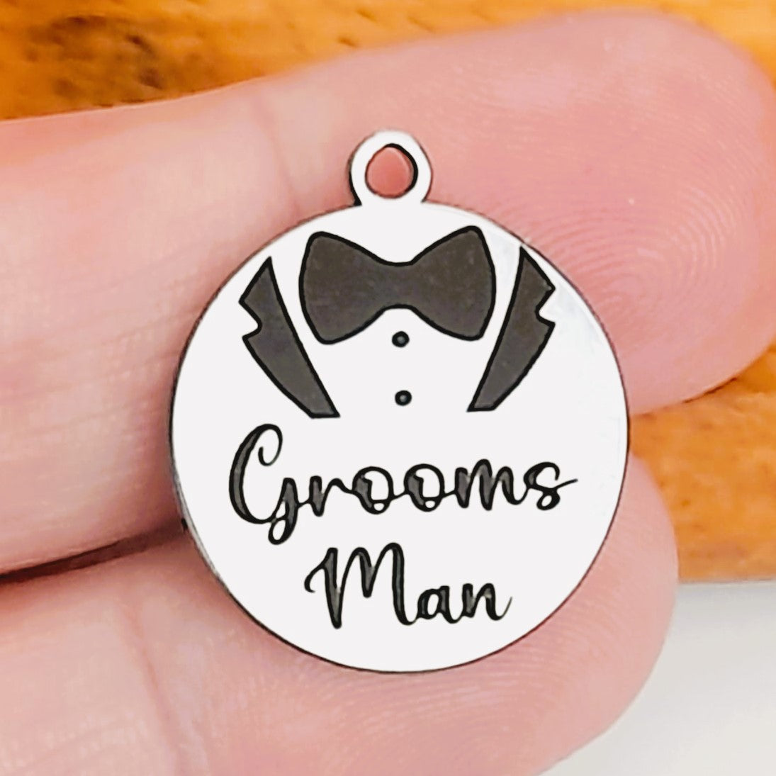 Grooms Man Tuxedo Charms – Bulk Pack Wedding Stainless Steel Pendants - Tags