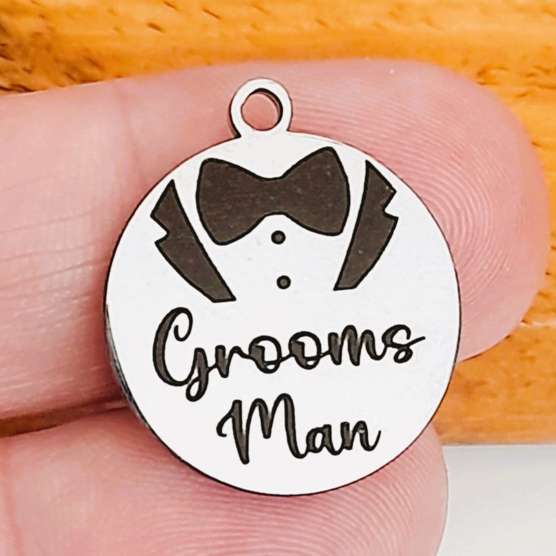 Grooms Man Tuxedo Charms – Bulk Pack Wedding Stainless Steel Pendants - Tags