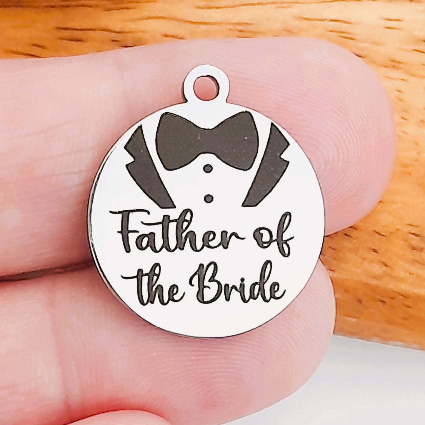 Father of the Bride / Groom Charm – Bulk Pack Wedding Stainless Steel Pendants - Tags
