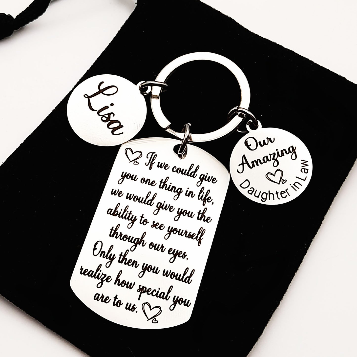 Daughter-in-Law Keychain – Thoughtful Gift with Sentimental Message for Birthday, Christmas, or Wedding