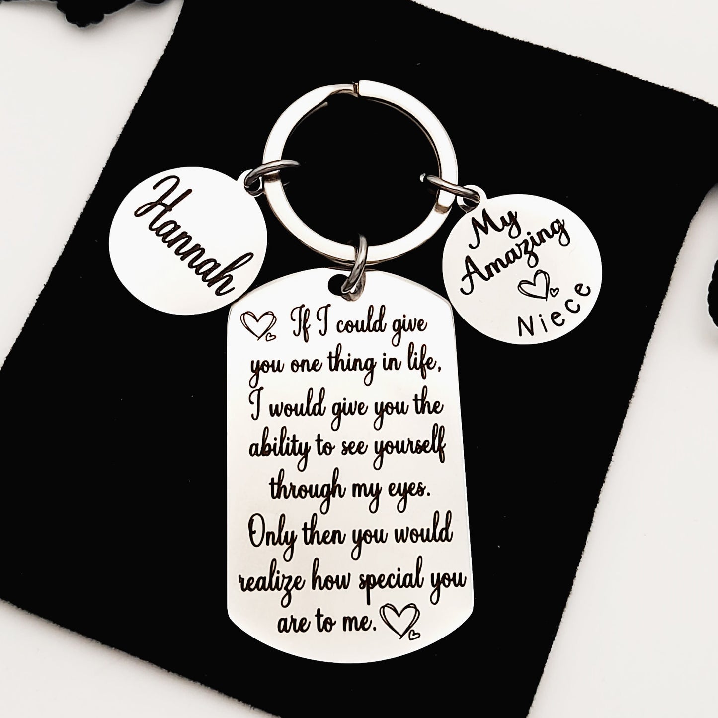 Personalised Niece Keychain – My Niece or Our Niece Sentimental Gift for Birthday or Christmas