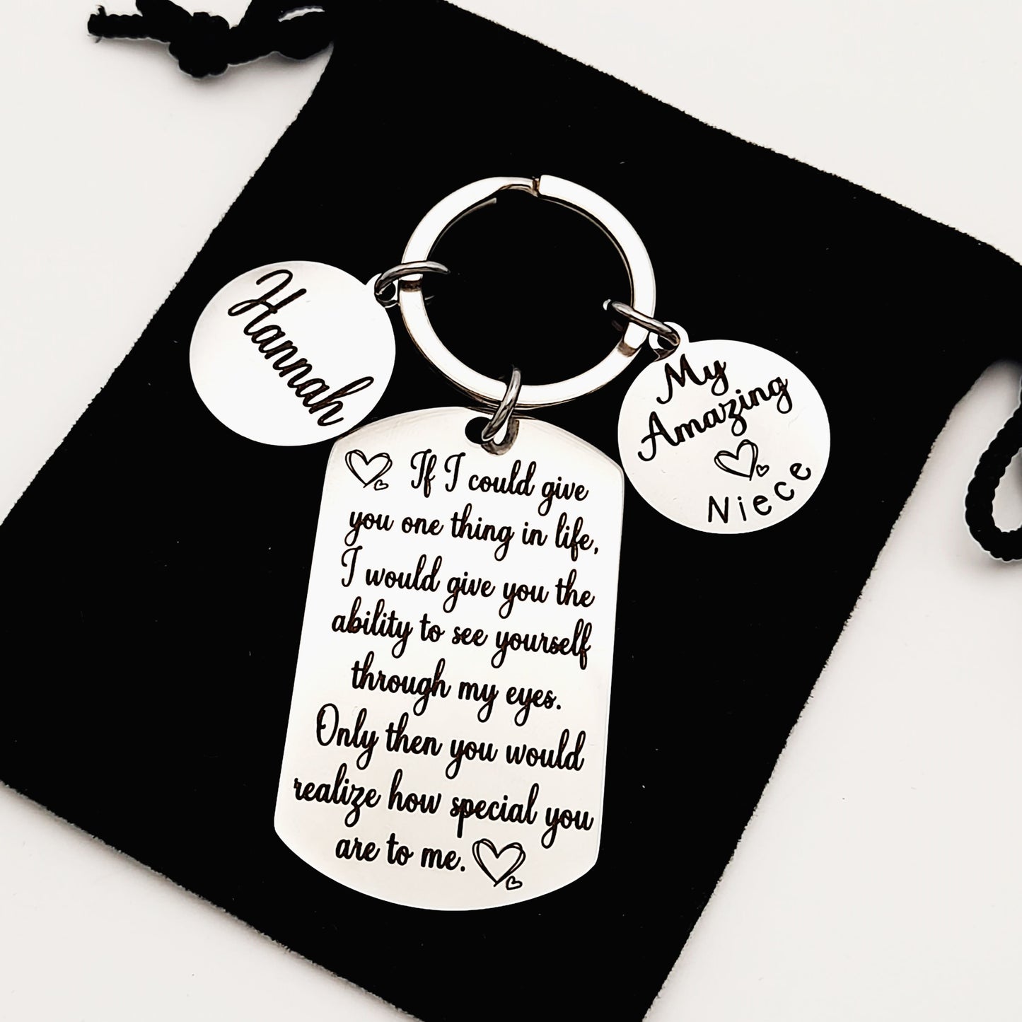 Personalised Niece Keychain – My Niece or Our Niece Sentimental Gift for Birthday or Christmas