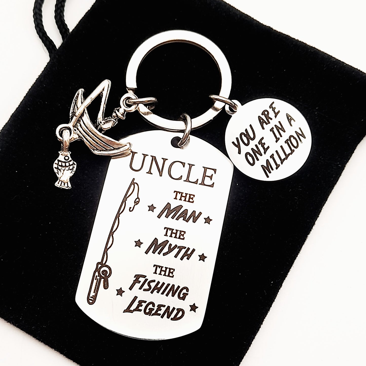 Unique 'One in a Million' Fishing Keyring – Perfect Gift for Your Uncle, Birthday or Christmas