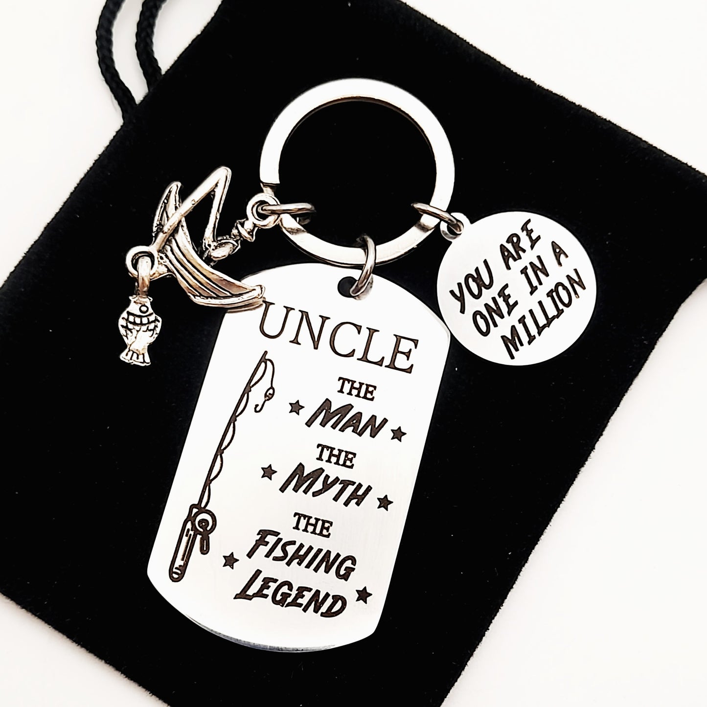 Unique 'One in a Million' Fishing Keyring – Perfect Gift for Your Uncle, Birthday or Christmas