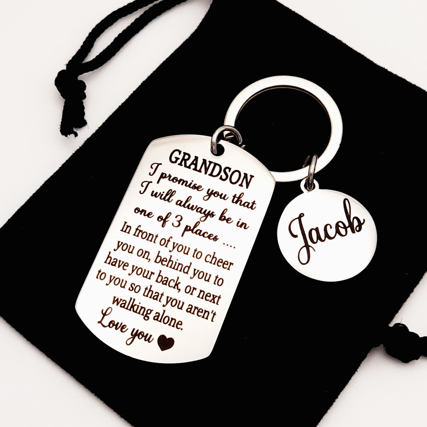 Personalised Grandson Keychain, Gift from Grandparents – Sentimental Keepsake for Birthday or Christmas