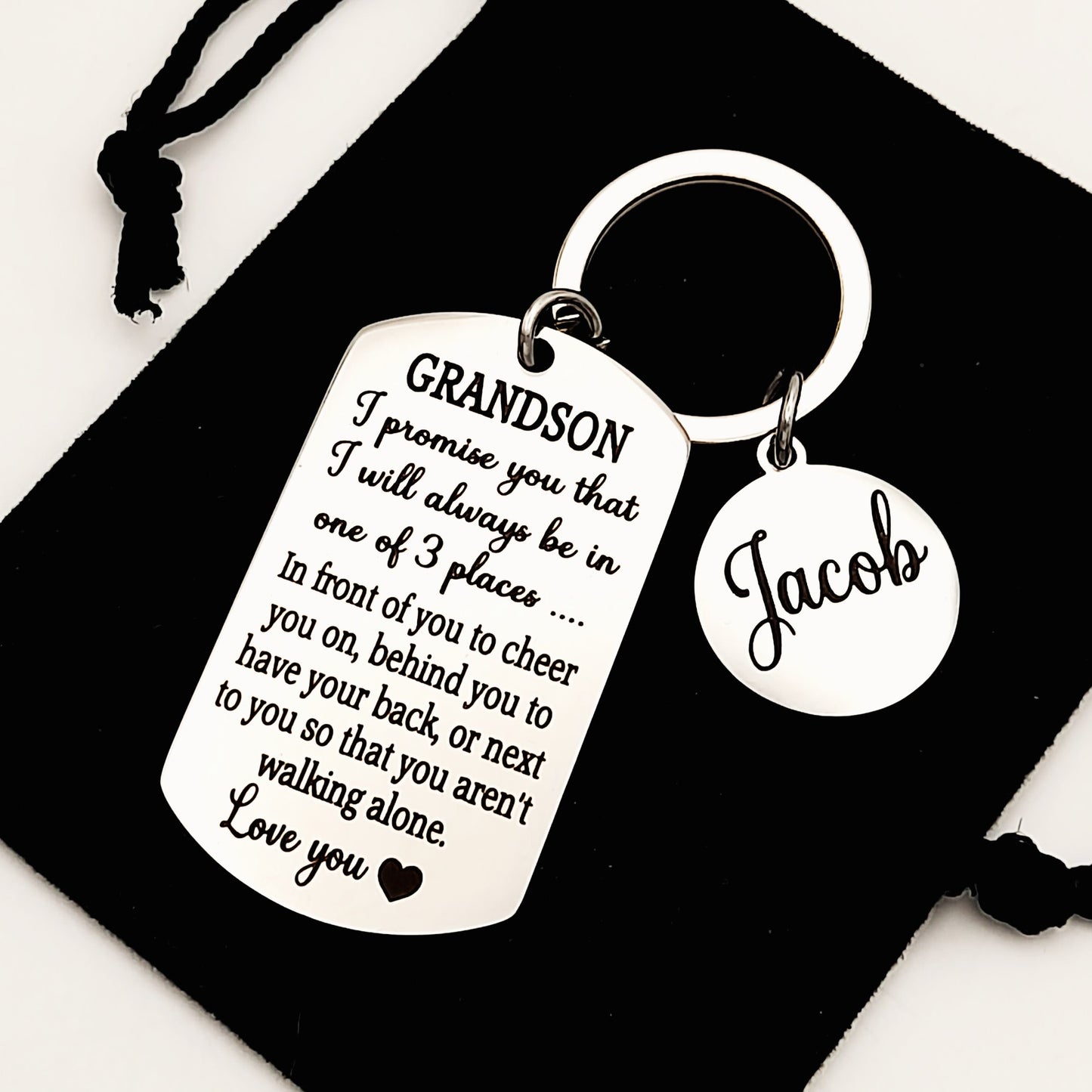 Personalised Grandson Keychain, Gift from Grandparents – Sentimental Keepsake for Birthday or Christmas