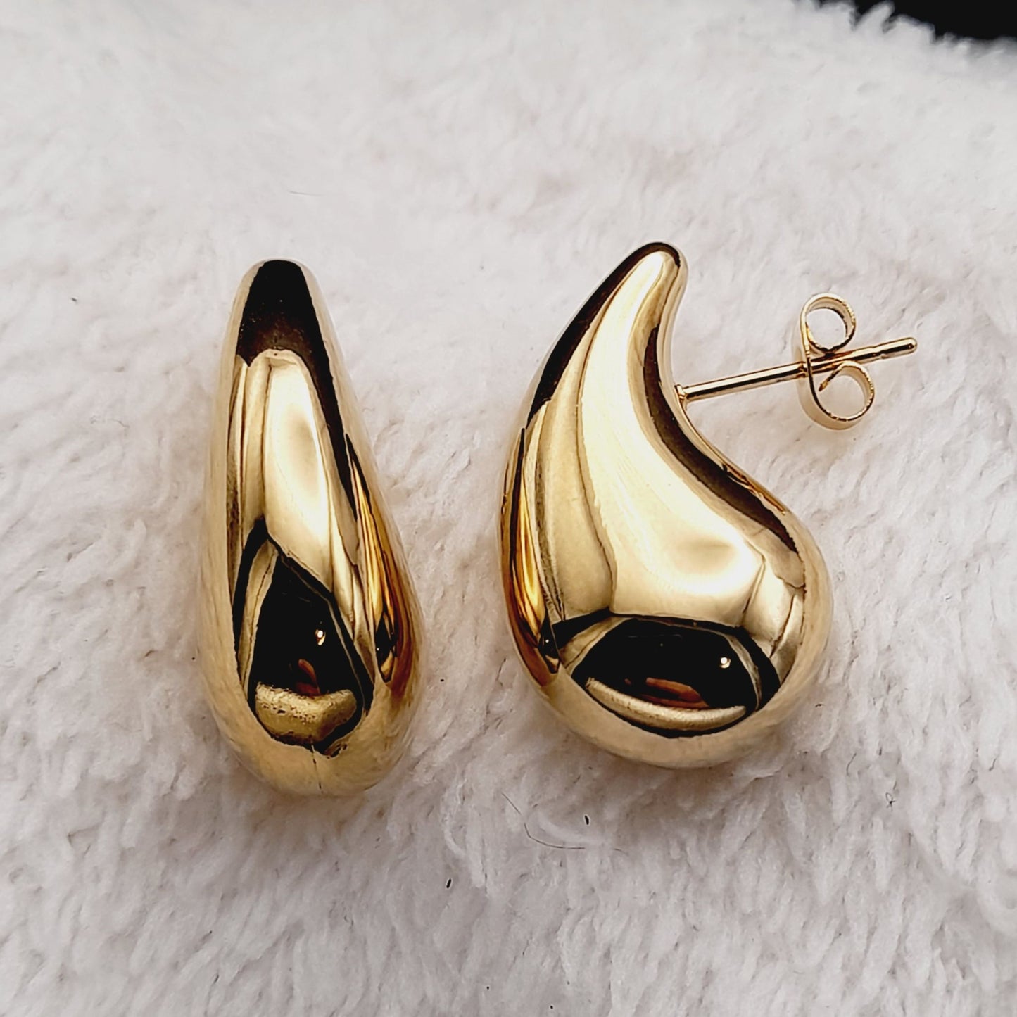 Chunky Teardrop Stainless Steel 18k Gold Plated Earrings