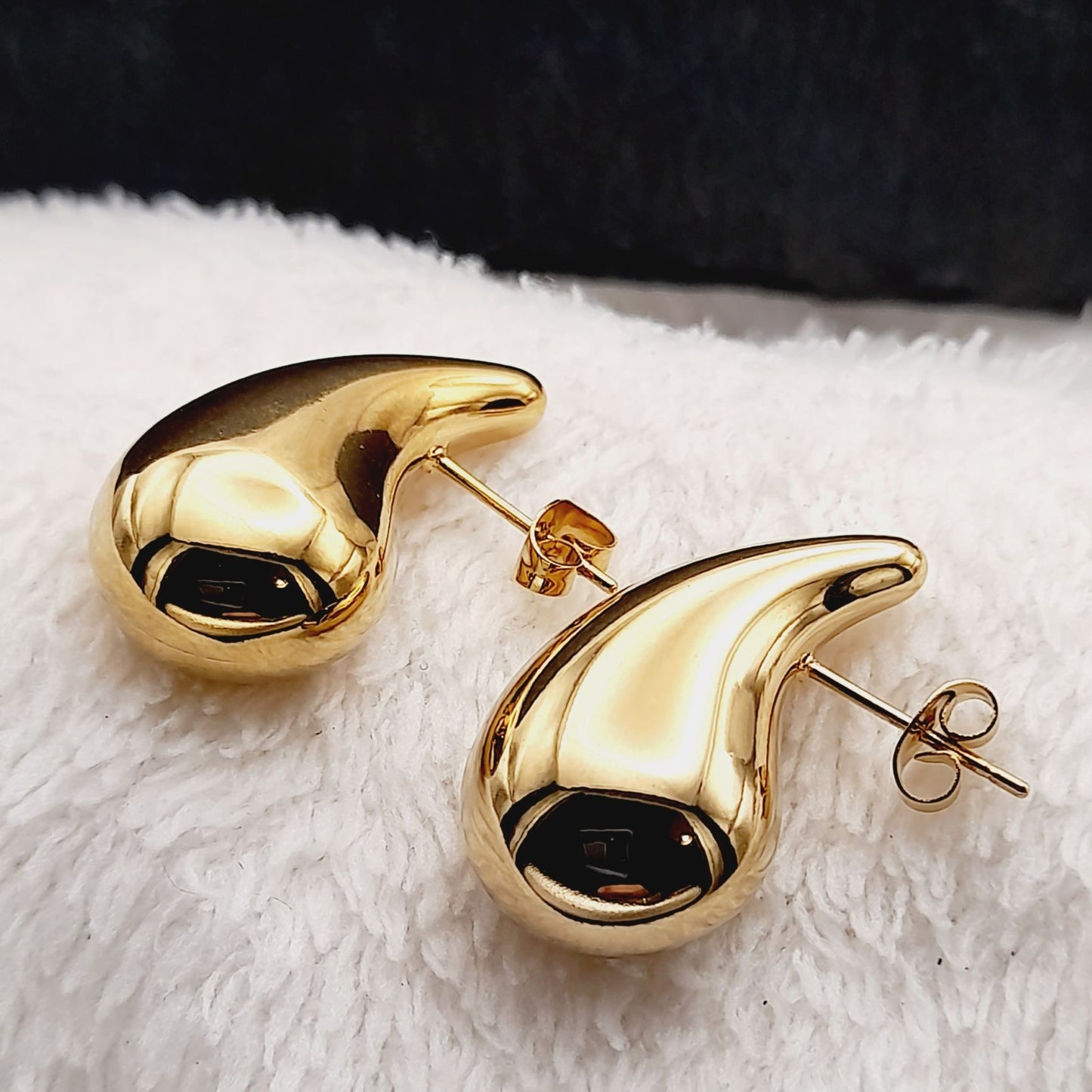 Chunky Teardrop Stainless Steel 18k Gold Plated Earrings