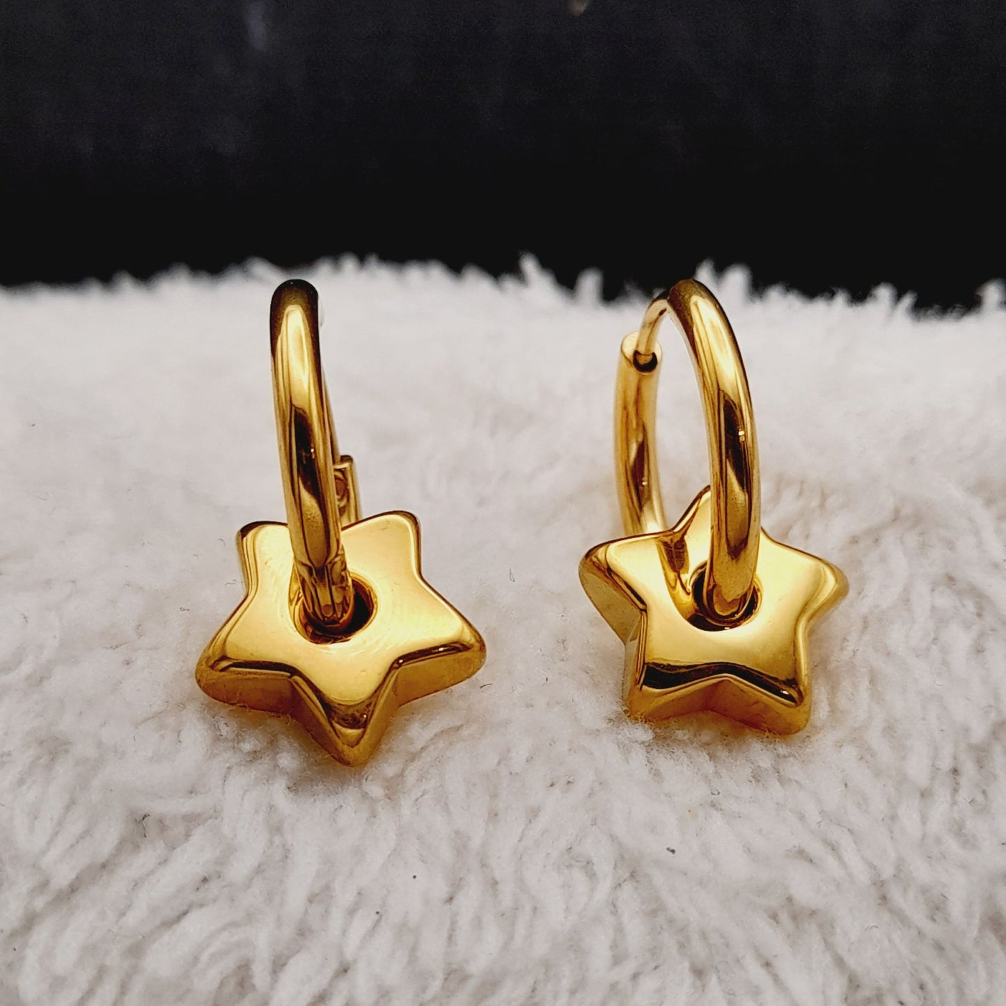 Star Hoop Earrings Stainless Steel 18k Gold Plated Huggies