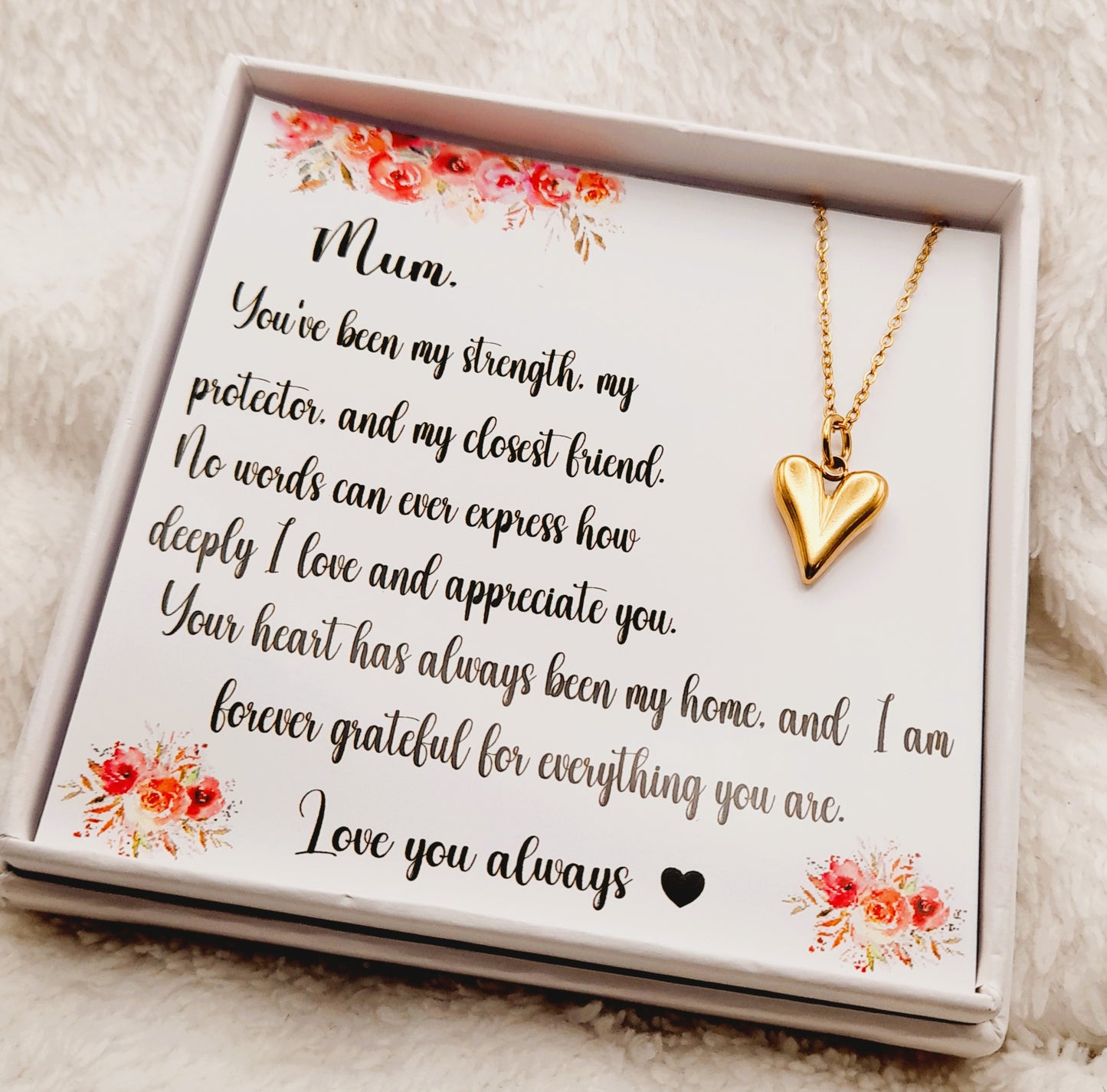 Mum Heart Necklace – Perfect Gift from Child/Children for Birthday, Christmas & Special Occasions
