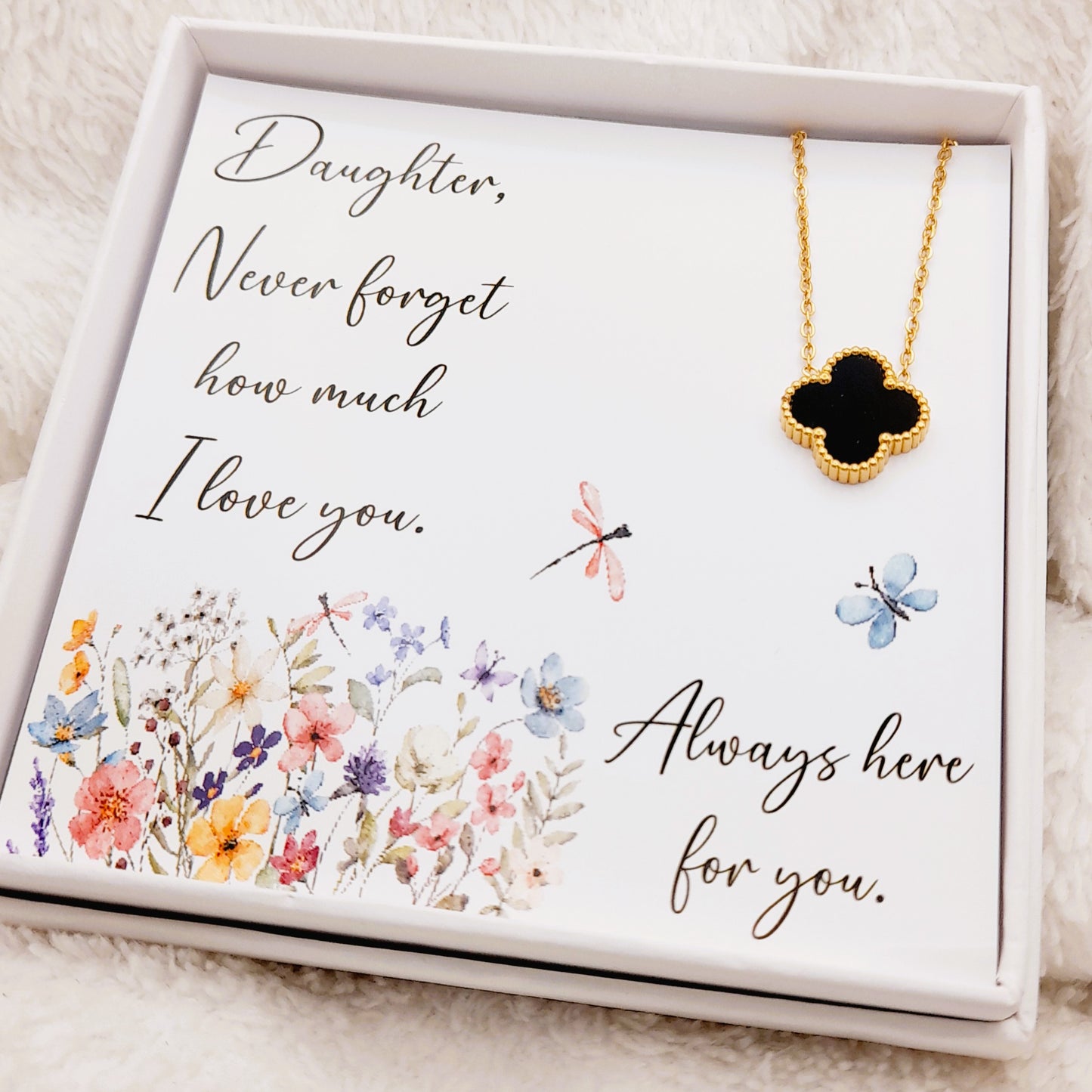 Daughter Necklace from a Parent with Sentimental Quote – Wildflower Design Gift Box