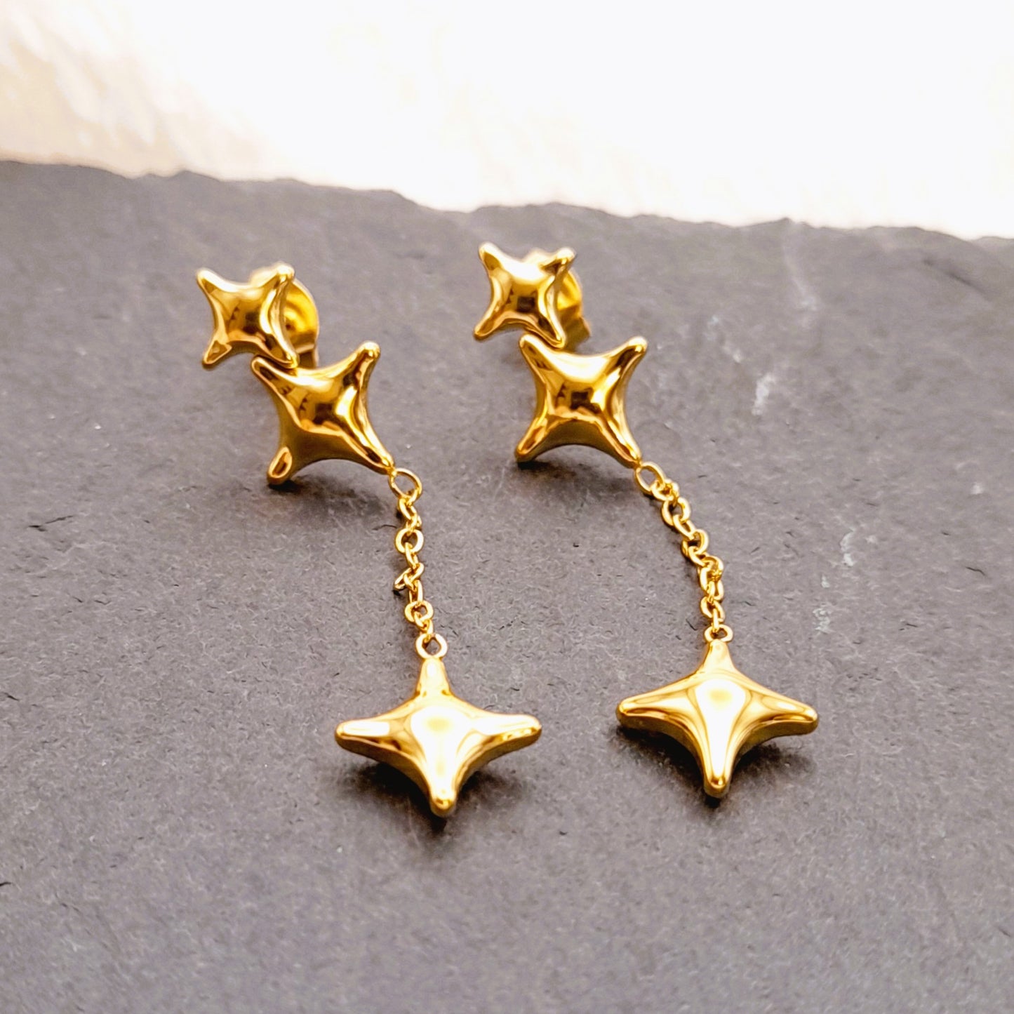 Star Tassel Drop Earrings – Stainless Steel 18K Gold Plated