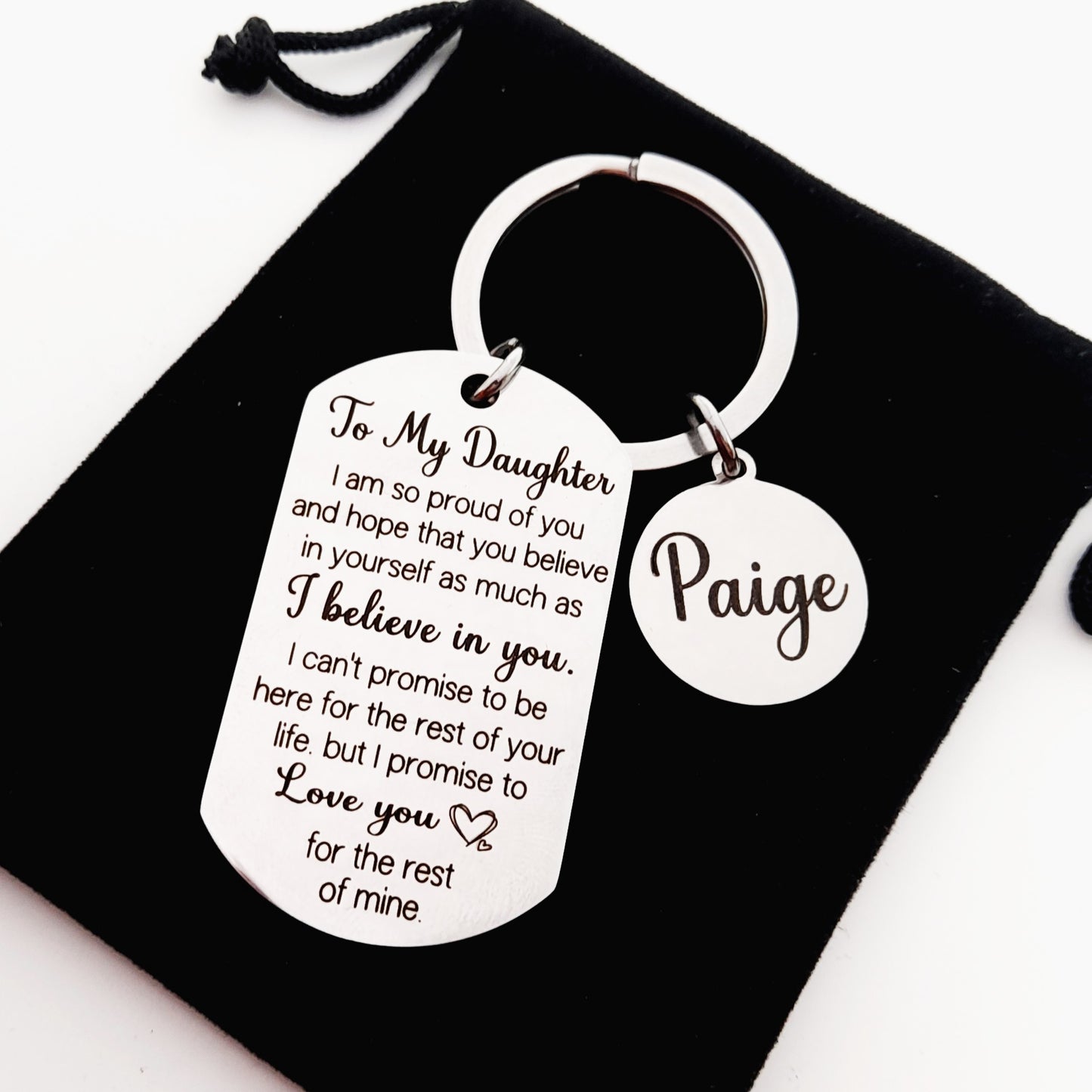 Personalised Daughter Keychain – From Mum, Dad, or Both – Sentimental Gift for Birthday, Christmas, or Graduation