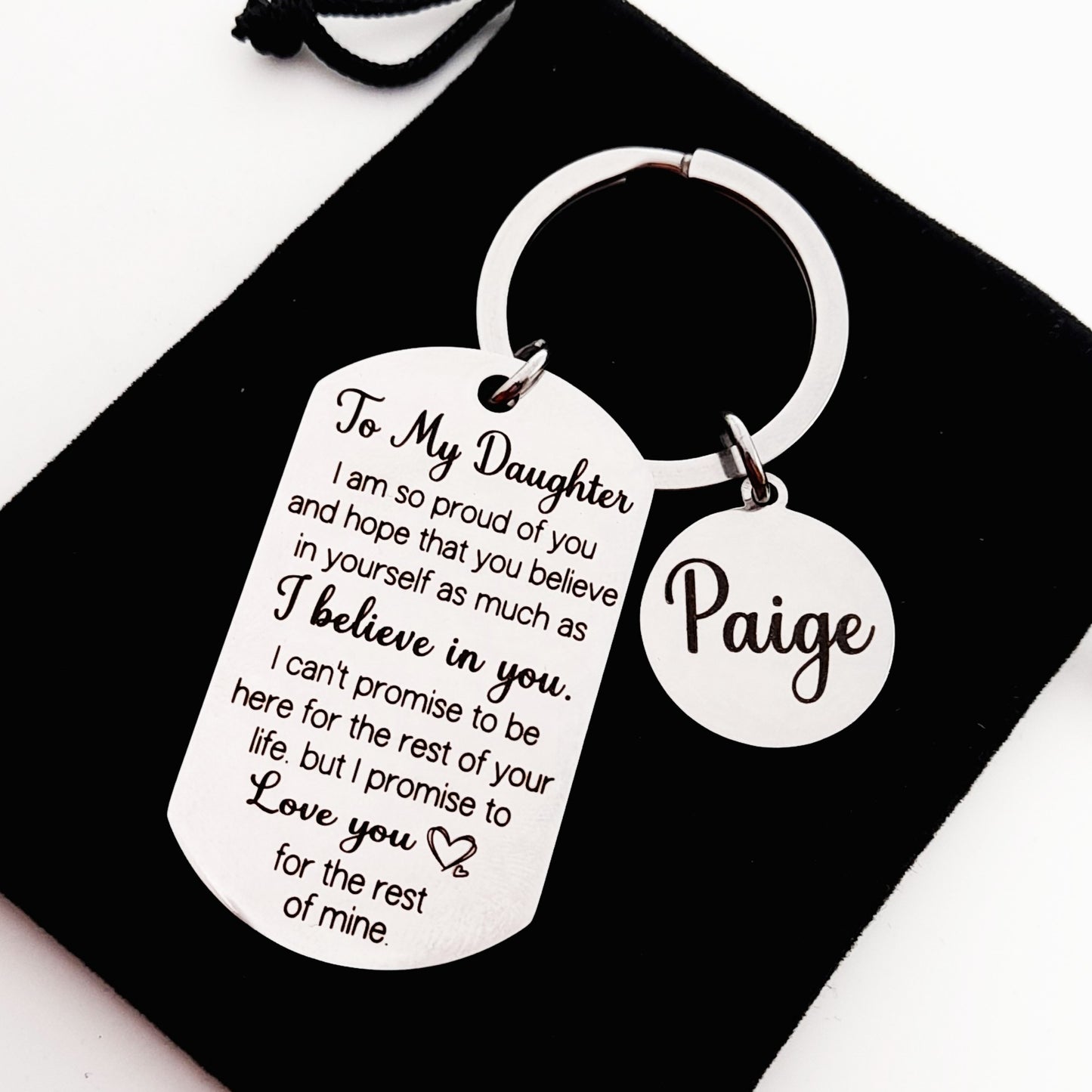 Personalised Daughter Keychain – From Mum, Dad, or Both – Sentimental Gift for Birthday, Christmas, or Graduation
