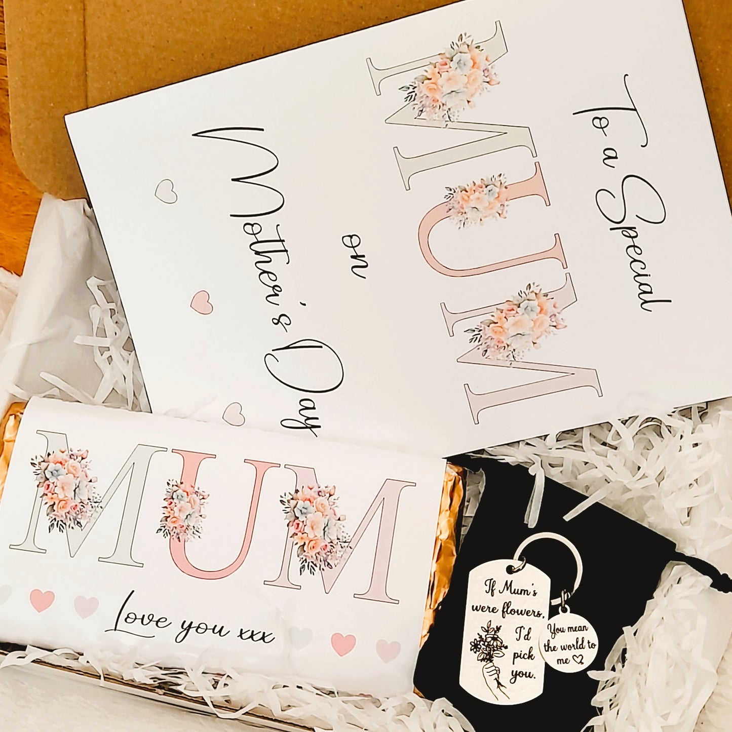 Mother's Day Special Mum Gift Box – Card, Keychain and Chocolate