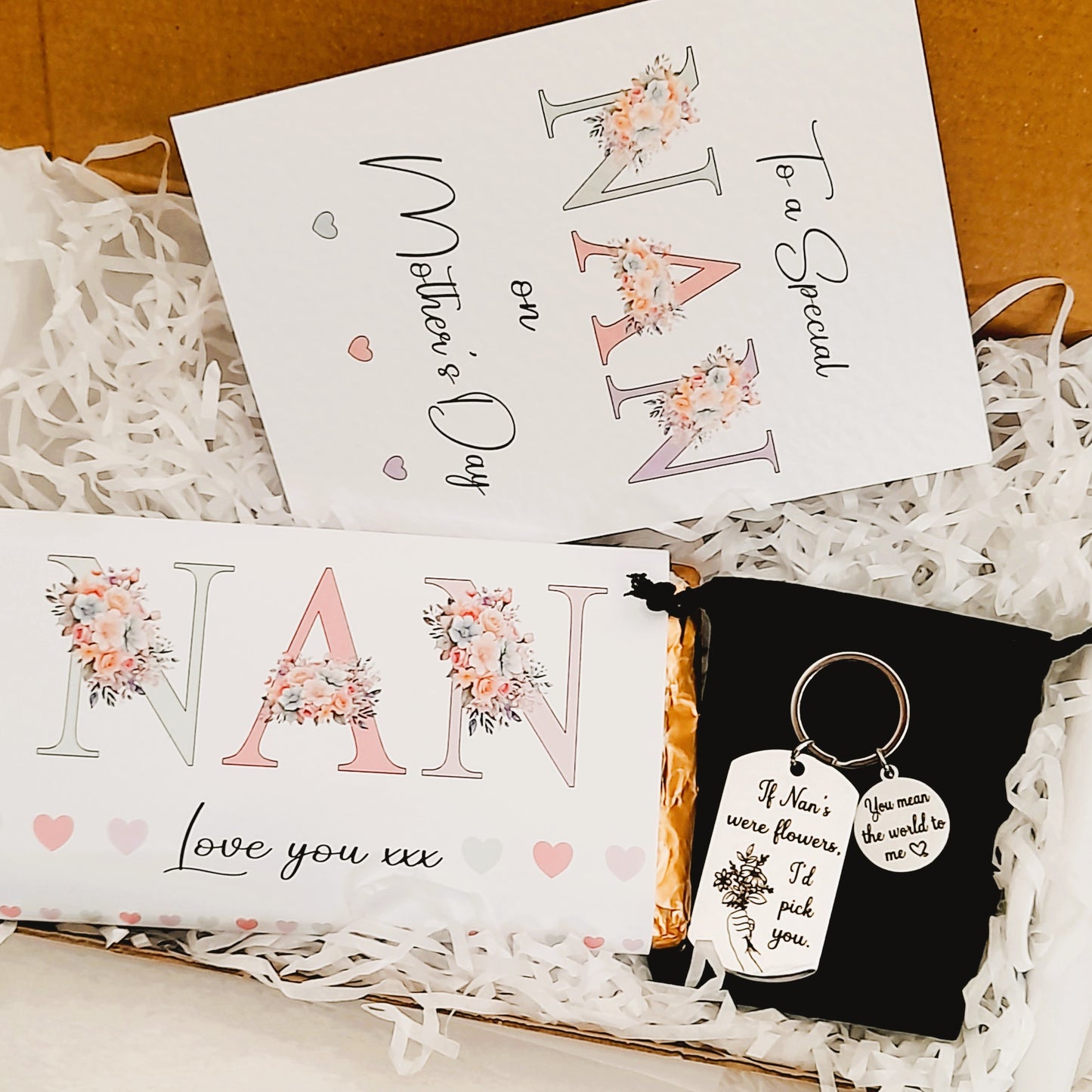 Mother's Day Special Nan Gift Box – Card, Keychain and Chocolate