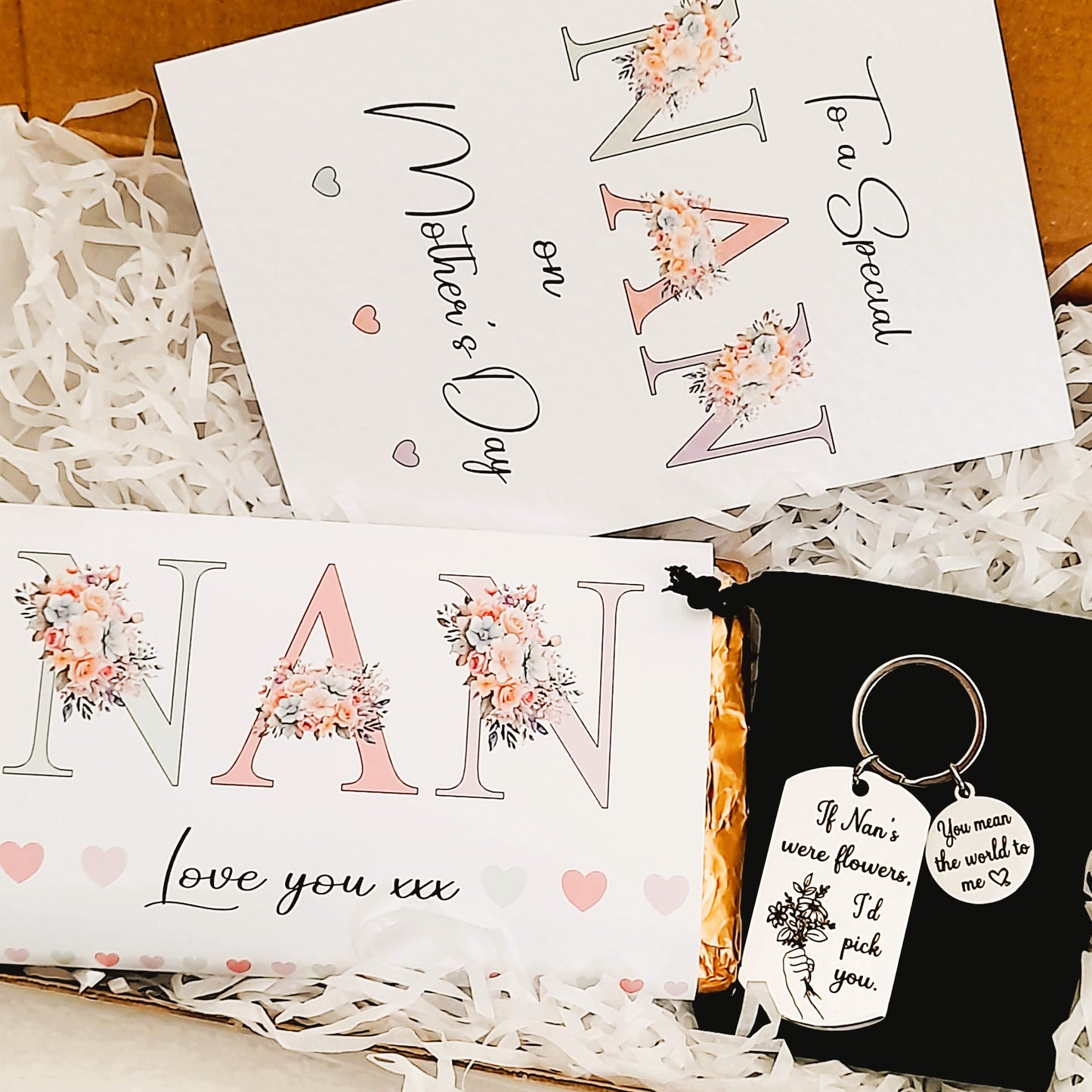 Mother's Day Special Nan Gift Box – Card, Keychain and Chocolate