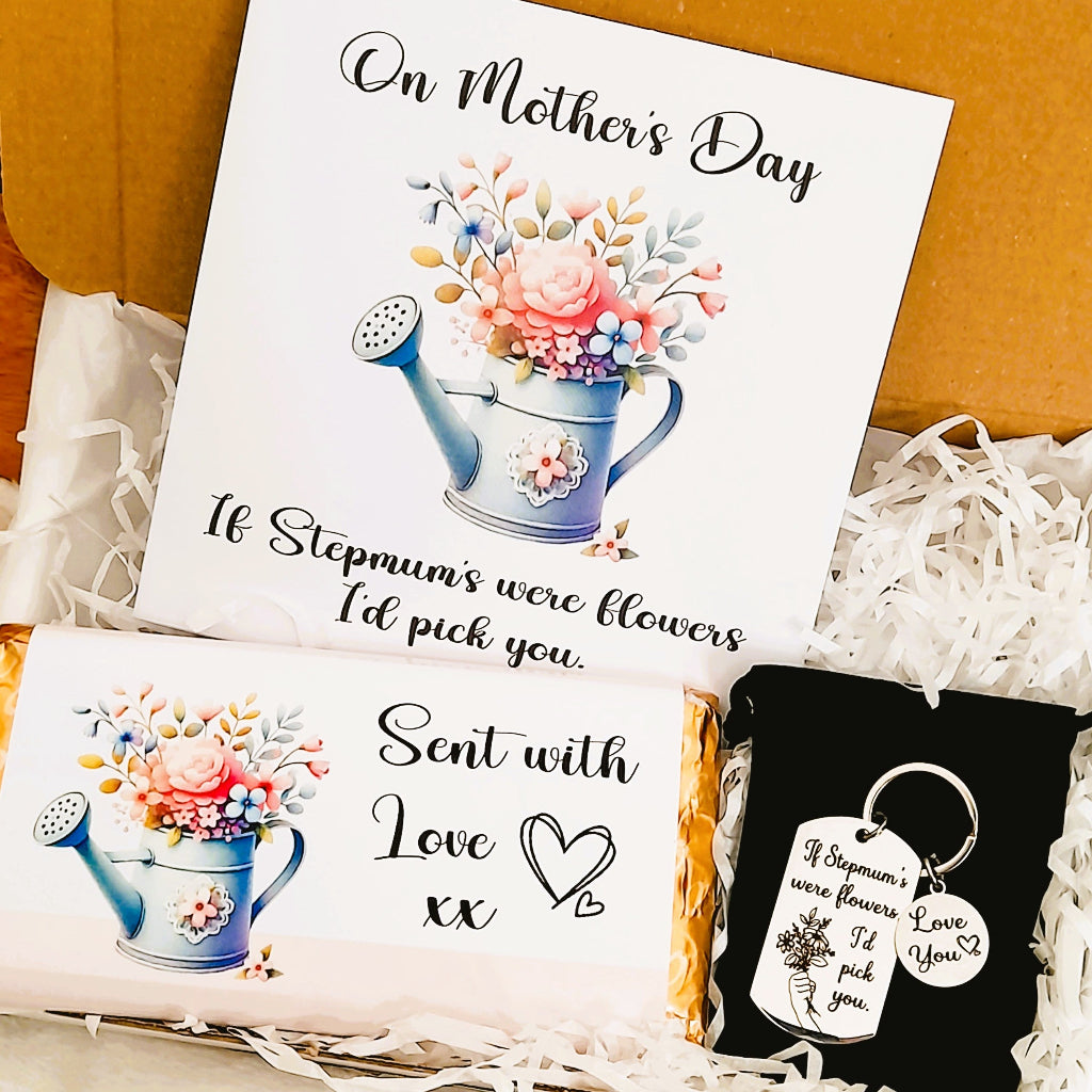 Mother's Day Stepmum Gift Box – Card, Keychain and Chocolate