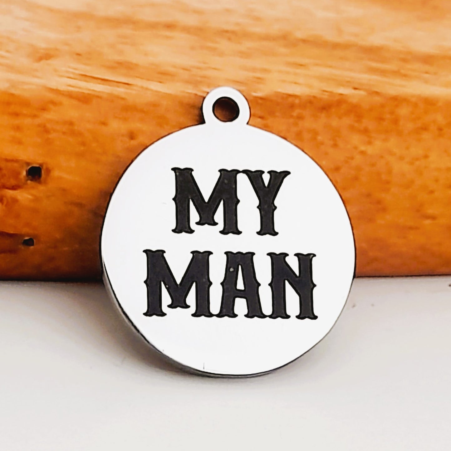My Man Charms, Bulk Packs, Stainless Steel Gold and Silver Colour Pendants - Tags