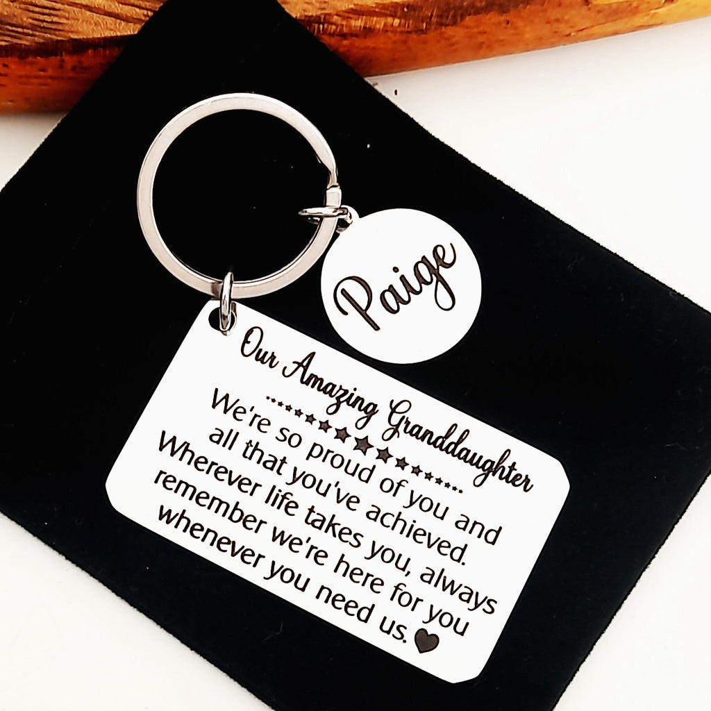 Personalised Granddaughter Keychain – Gift from Grandparents – Sentimental Gift