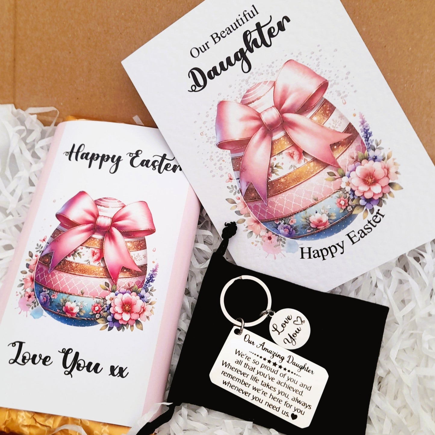 Daughter Easter Egg design Gift Box – Card, Keychain and Chocolate