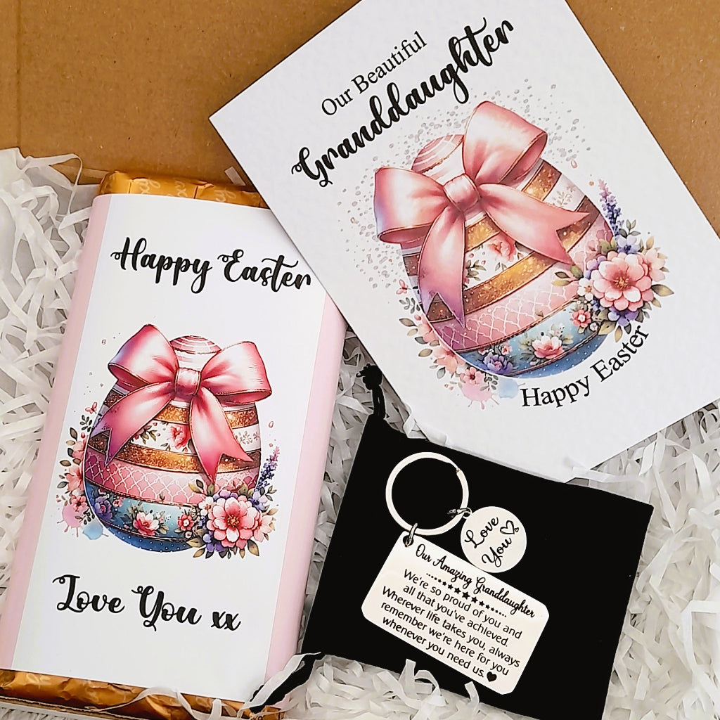 Granddaughter Easter Egg design Gift Box – Card, Keychain and Chocolate
