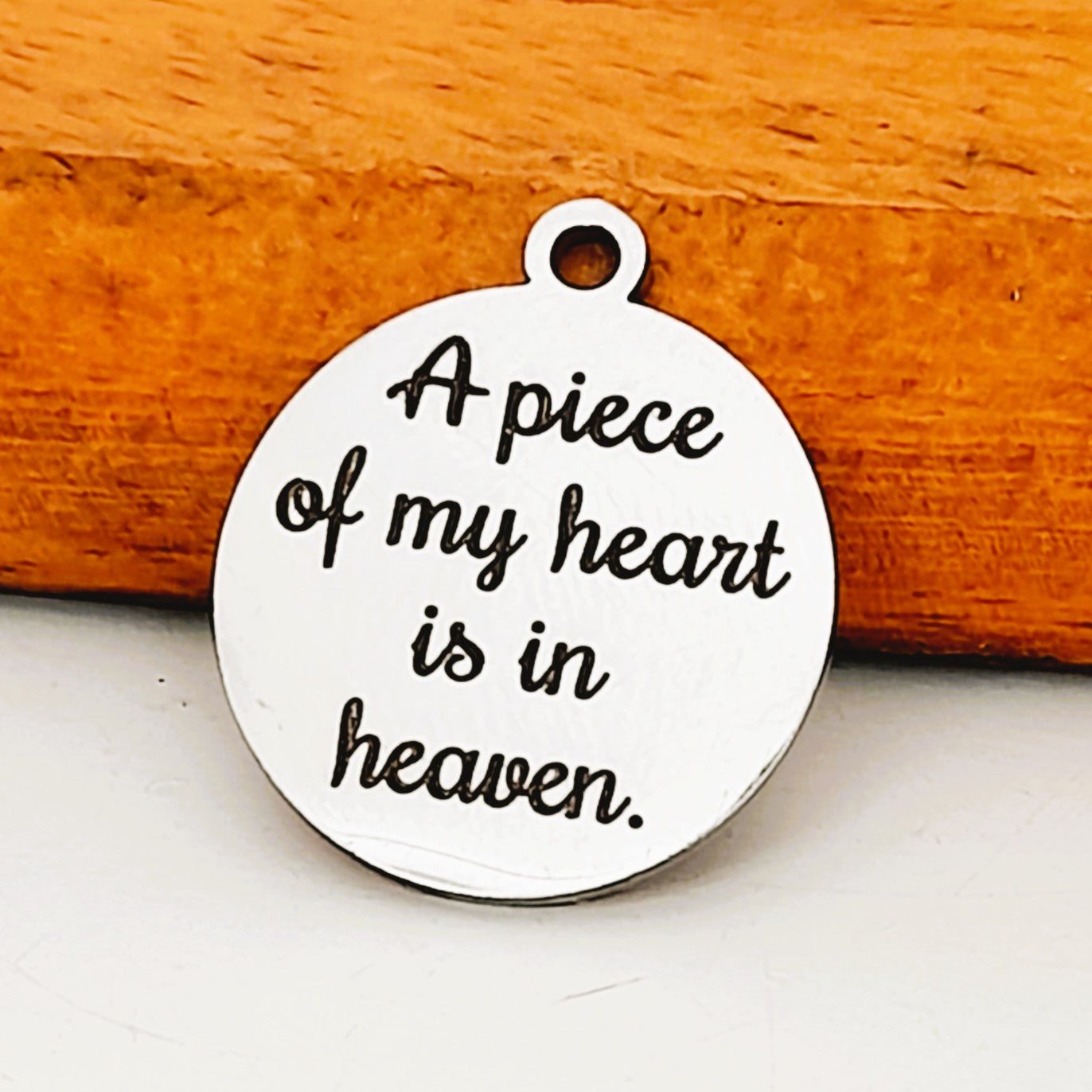 Piece of My Heart Is In Heaven Charms, Bulk Packs, Stainless Steel Gold and Silver Colour Pendants - Tags