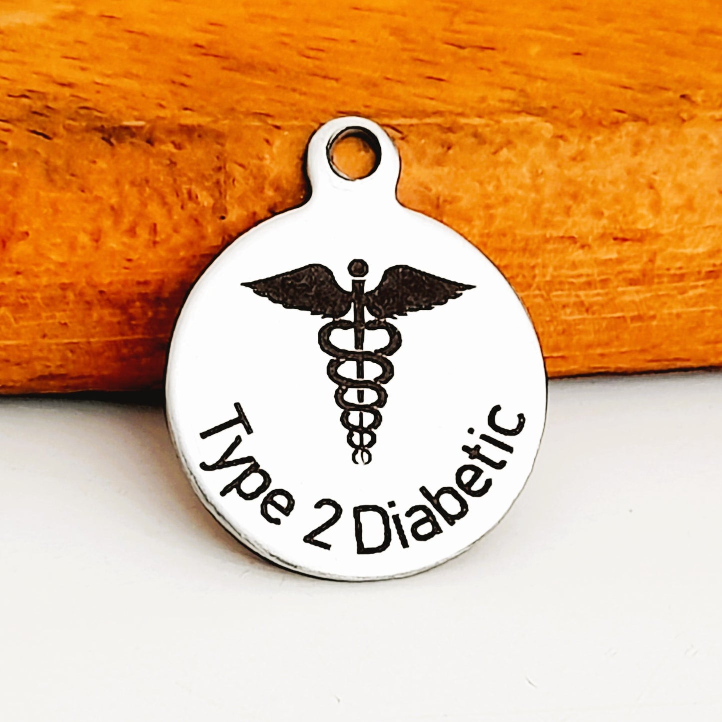 Type 2 Diabetic Charms, Bulk Packs, Stainless Steel Gold and Silver Colour Pendants - Tags (Copy)