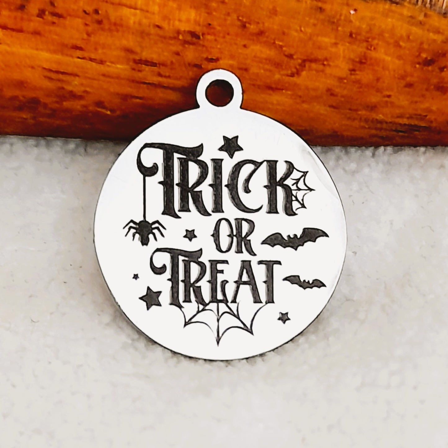 Trick or Treat Charms, Bulk Packs, Stainless Steel Gold and Silver Colour Pendants - Tags