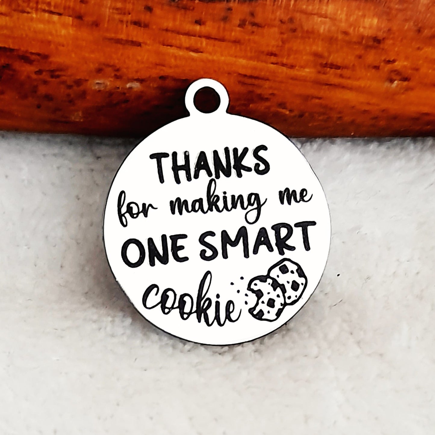 Smart Cookie Charms, Bulk Packs, Stainless Steel Gold and Silver Colour Pendants - Tags
