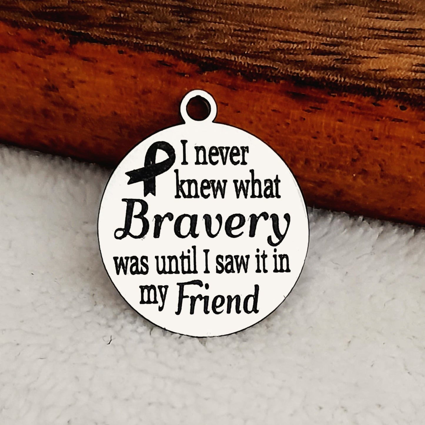 Bravery in Friend Charms, Bulk Packs, Stainless Steel Gold and Silver Colour Pendants - Tags