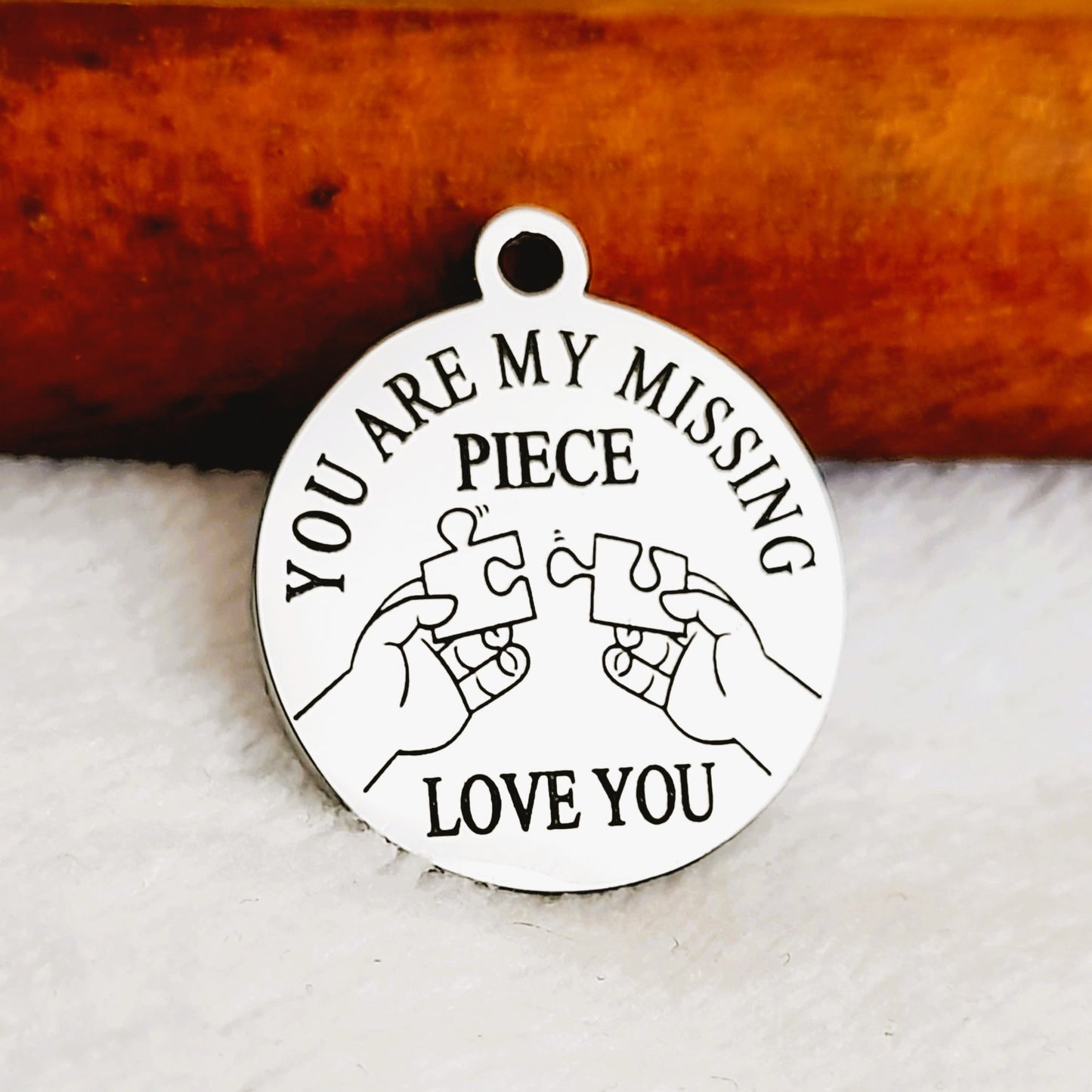 Missing Piece Love You Charms, Bulk Packs, Stainless Steel Gold and Silver Colour Pendants - Tags
