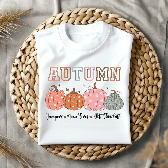 White Short sleeved Autumn T-Shirt – Unisex Cosy Season Style