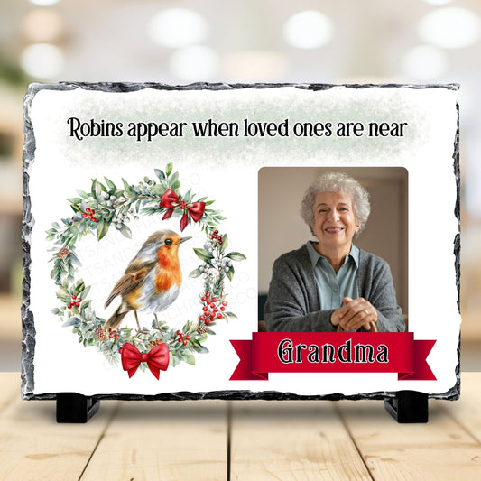 Robins Appear When Loved Ones Are Near Memorial Slate – Custom Photo