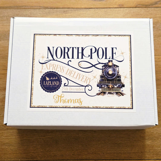 Personalised Christmas or Christmas EveBlue Train Box - Empty