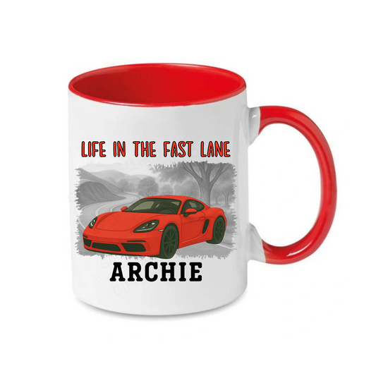 Red Handle Life on the Fast Lane Mug