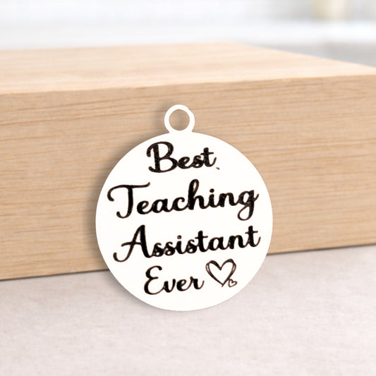 Best Teaching Assistant Charms, Bulk Packs, Stainless Steel Gold and Silver Colour Pendants - Tags