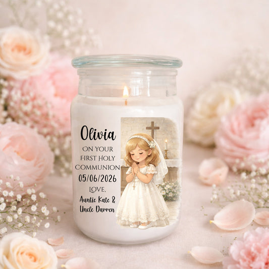 Personalised Girl First Communion Candle – Keepsake Gift