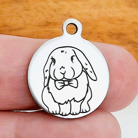 Rabbit Charms – Bulk Pack Animal Stainless Steel Pendants - Tags