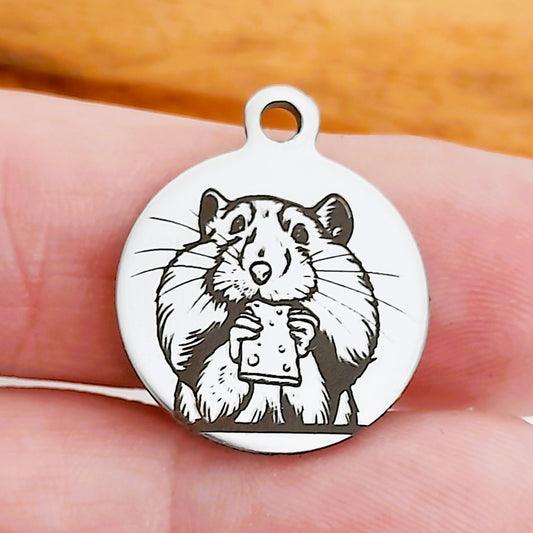 Hamster Charms – Bulk Pack Animal Stainless Steel Pendants - Tags