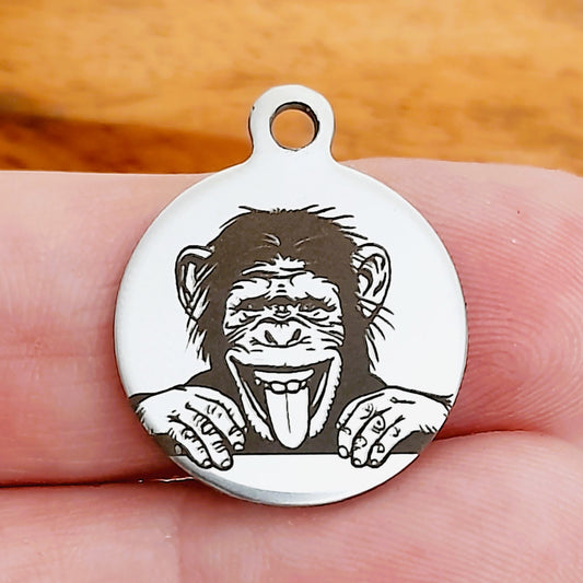 Laughing Monkey Charms – Bulk Pack Animal Stainless Steel Pendants - Tags