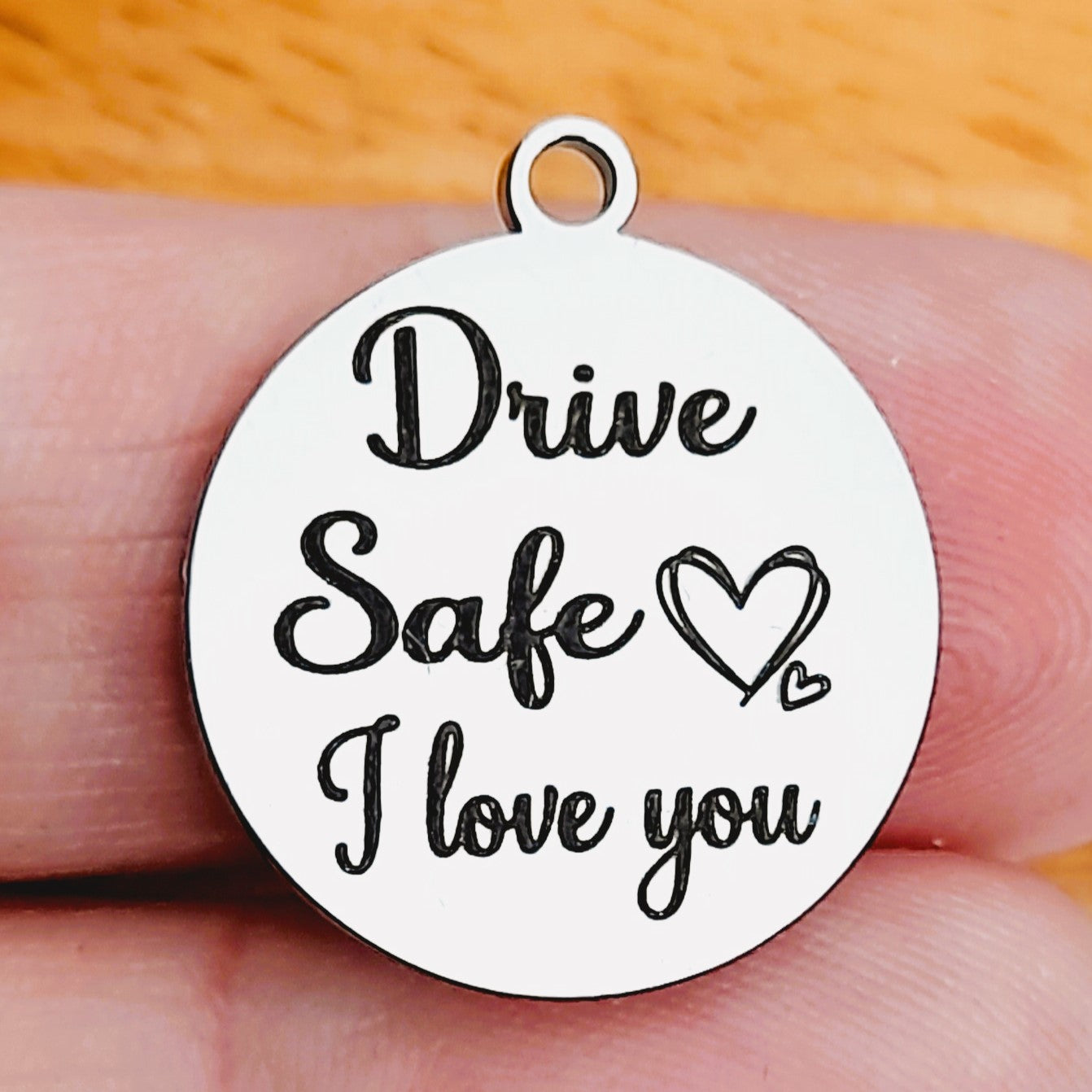 Drive Safe I Love You Charms – Bulk Pack Stainless Steel Pendants - Tags