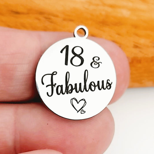 Fabulous Charms – Bulk Pack 16, 18, 21, 30, 40, 50, 60, 70, Stainless Steel Pendants - Tags