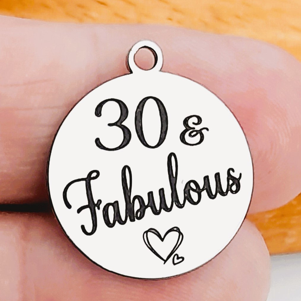 Fabulous Charms – Bulk Pack 16, 18, 21, 30, 40, 50, 60, 70, Stainless Steel Pendants - Tags