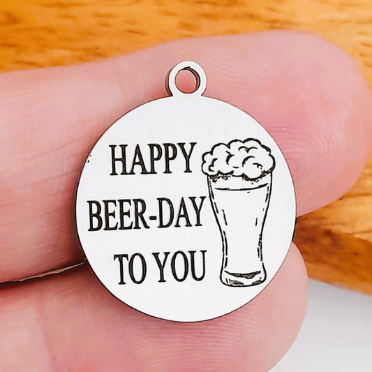 Happy Beer Day Charms – Bulk Pack Stainless Steel Pendants - Tags