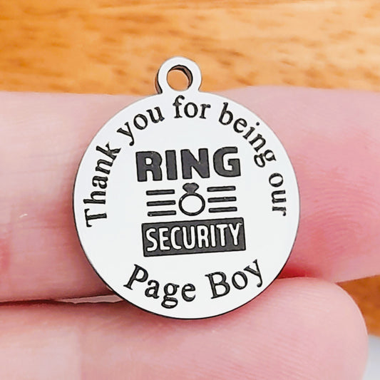 Page Boy Ring Security Charm – Bulk Pack Wedding Stainless Steel Pendants - Tags